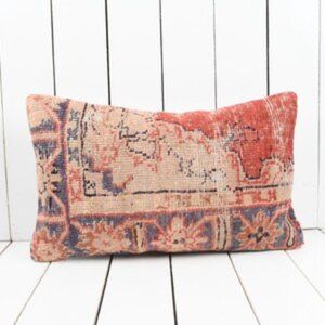 anatolian turkish kilim pillow, 12x20 pillow case, decorative carpet, bohemian